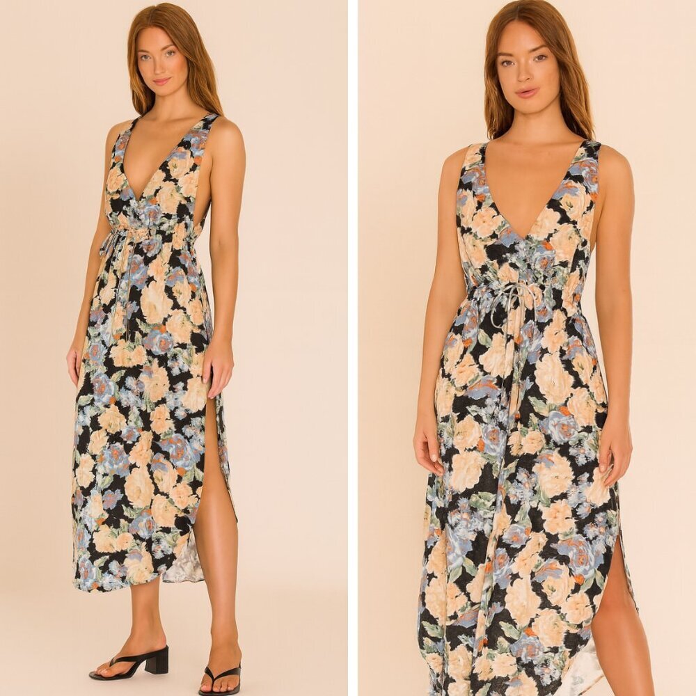 NWT Atoir Erica Midi Dress Dark Bloom Floral Linen